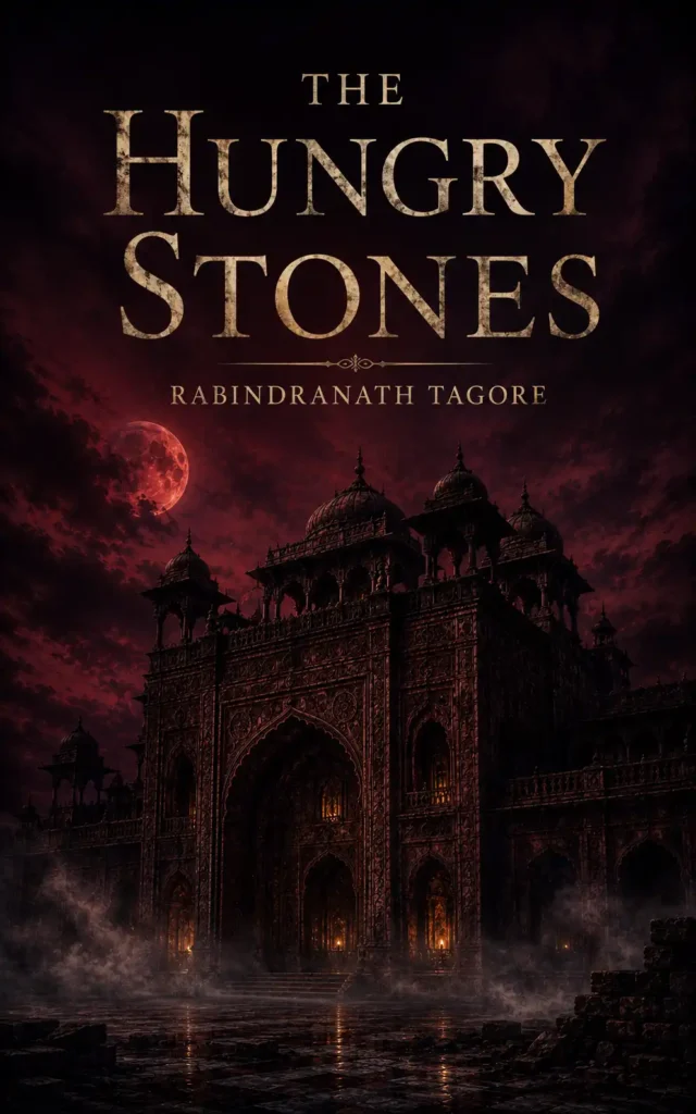 Book cover for The Hungry Stones by Rabindranath Tagore, featuring a classic design for the renowned Bengali short story.