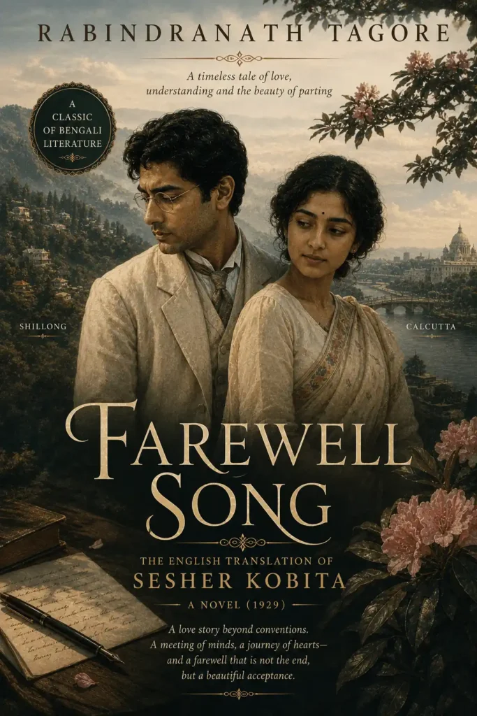 Book cover for Farewell Song by Rabindranath Tagore, featuring a classic design for the renowned Bengali novel.