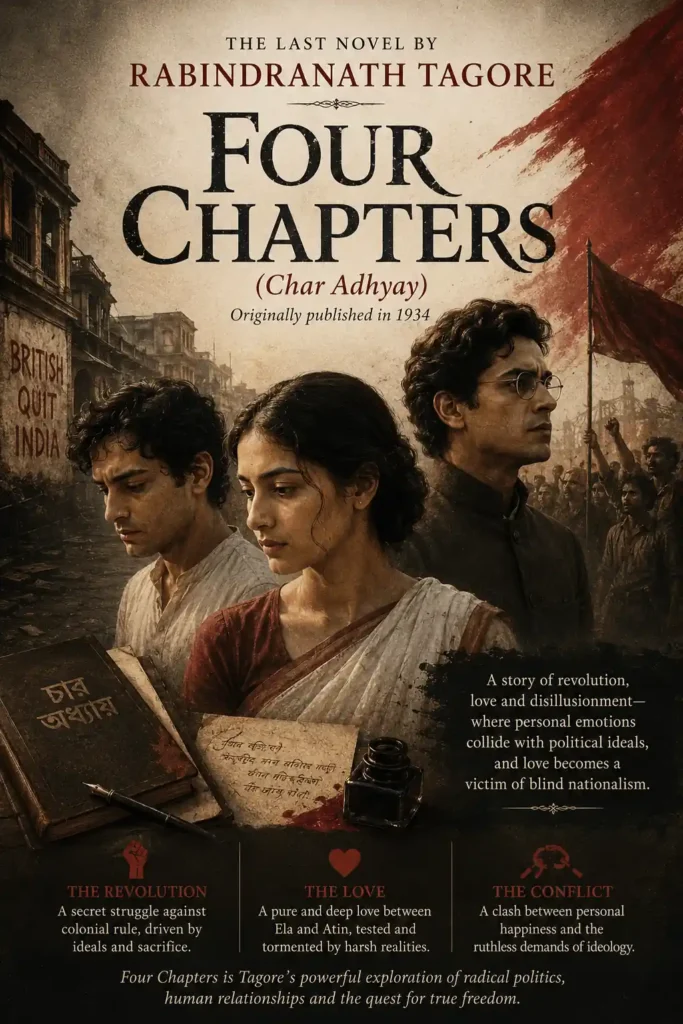 Book cover for Four Chapters by Rabindranath Tagore, featuring a classic design for the renowned Bengali novel.