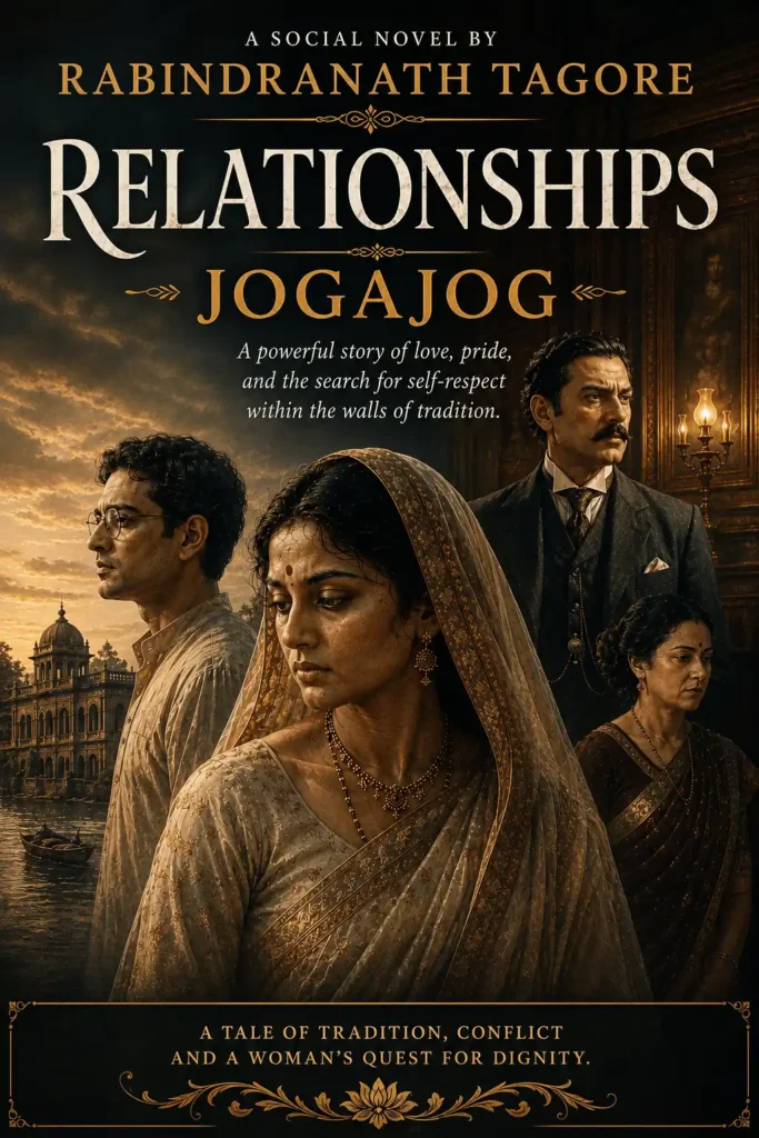 Book cover for Relationships by Rabindranath Tagore, featuring a classic design for the renowned Bengali story.