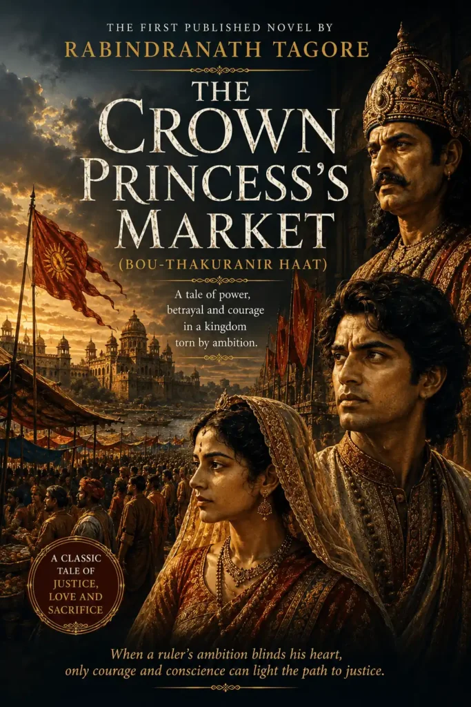 Book cover for The Crown Princess's Market by Rabindranath Tagore, featuring an engaging design for the classic story.