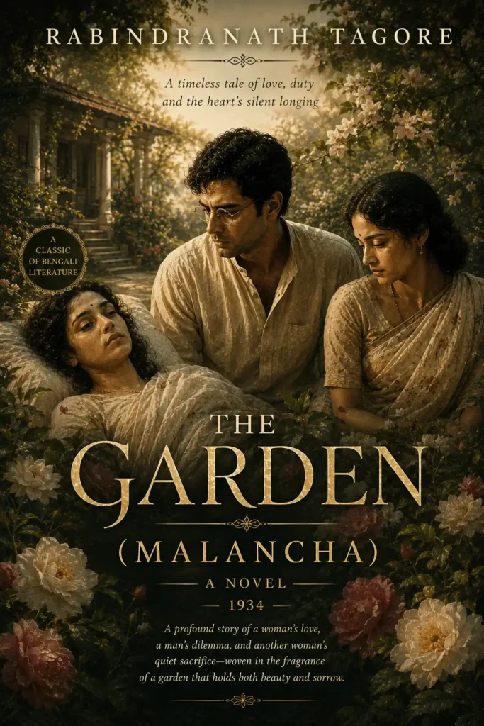 Book cover for The Garden by Rabindranath Tagore, featuring a classic design for the renowned Bengali story.