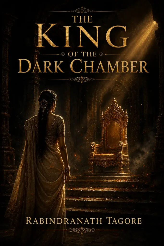 Book cover for The King of the Dark Chamber by Rabindranath Tagore, featuring a classic design for the renowned Bengali play.