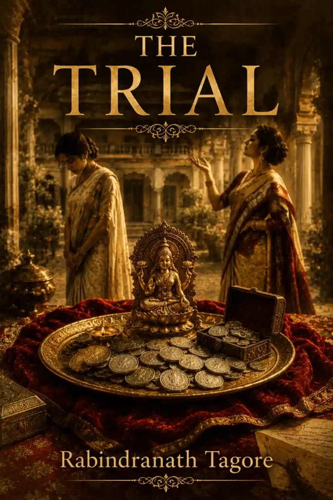 Book cover for The Trial by Rabindranath Tagore, featuring a classic design for the renowned Bengali story.