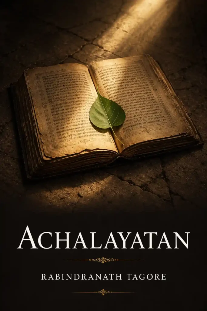 Book cover for Achalayatan by Rabindranath Tagore, featuring a classic design for the renowned Bengali play.