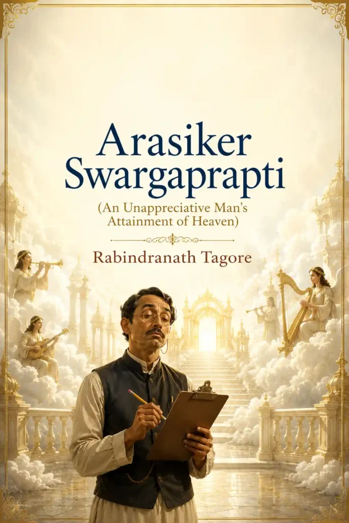 Book cover for Arasiker Swargaprapti by Rabindranath Tagore, featuring a classic design for the renowned Bengali work.