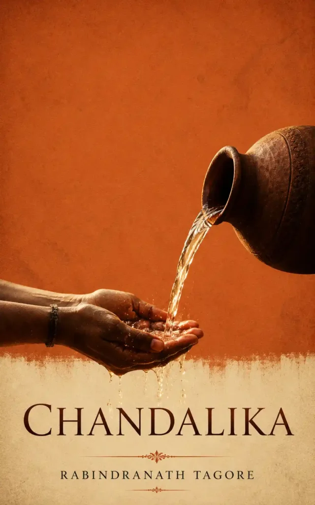 Book cover for Chandalika by Rabindranath Tagore, featuring a classic design for the renowned Bengali play.