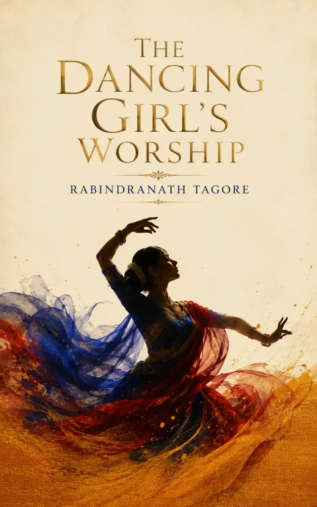 Book cover for The Dancing-Girl's Worship by Rabindranath Tagore, featuring a classic design for the renowned Bengali play.