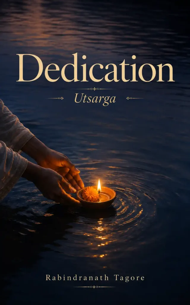 Book cover for Dedication by Rabindranath Tagore, featuring a classic design for the renowned collection.