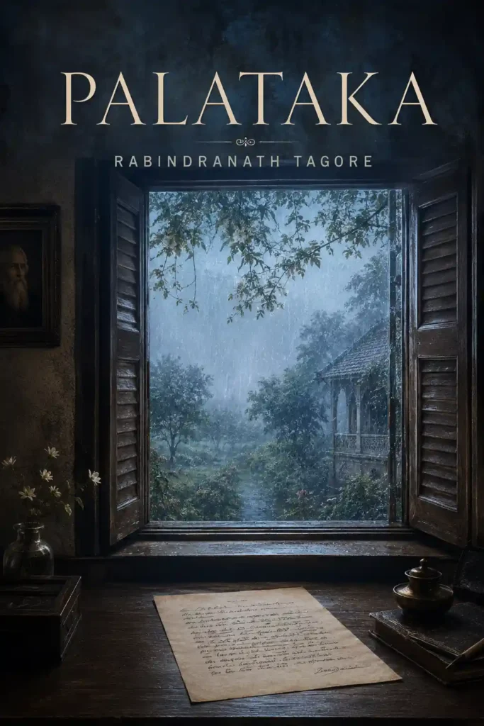 Book cover for Palataka by Rabindranath Tagore, featuring a classic design for the renowned Bengali poetry collection.